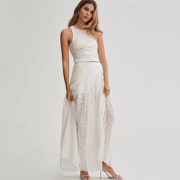 Anthropologie Dresses & Skirts - NWT Anthropologie Mare Mare Sheer Lace Skirt White Size M Medium